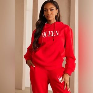 Oversized Red Queen Sweatsuit & Joggers Custom Made by Passion of Essence